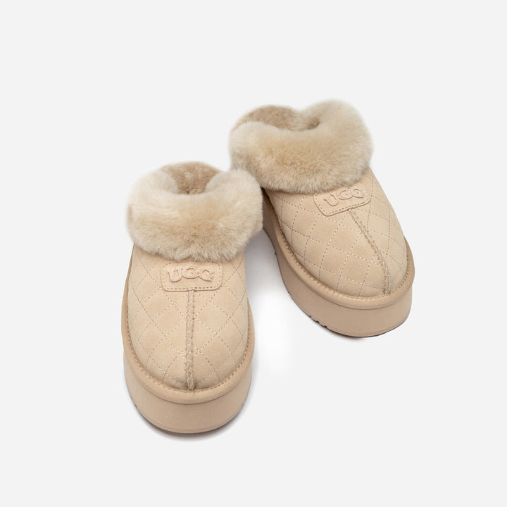 OZWEAR UGG Coquette Matelassé Logo Platform Slipper (Detachable Feature)