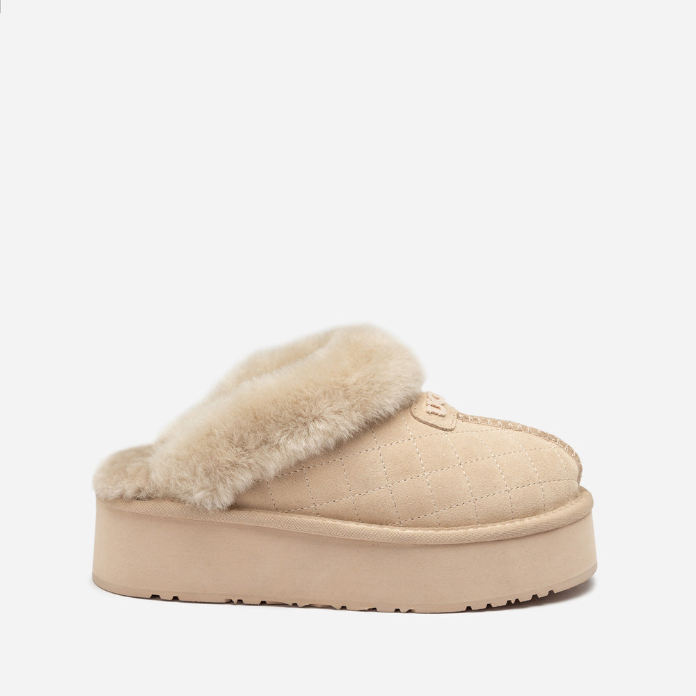 OZWEAR UGG Coquette Matelassé Logo Platform Slipper (Detachable Feature)