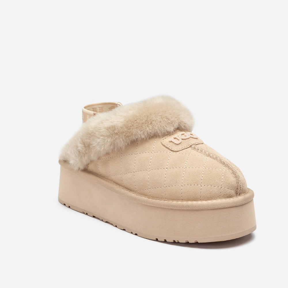 OZWEAR UGG Coquette Matelassé Logo Platform Slipper (Detachable Feature)