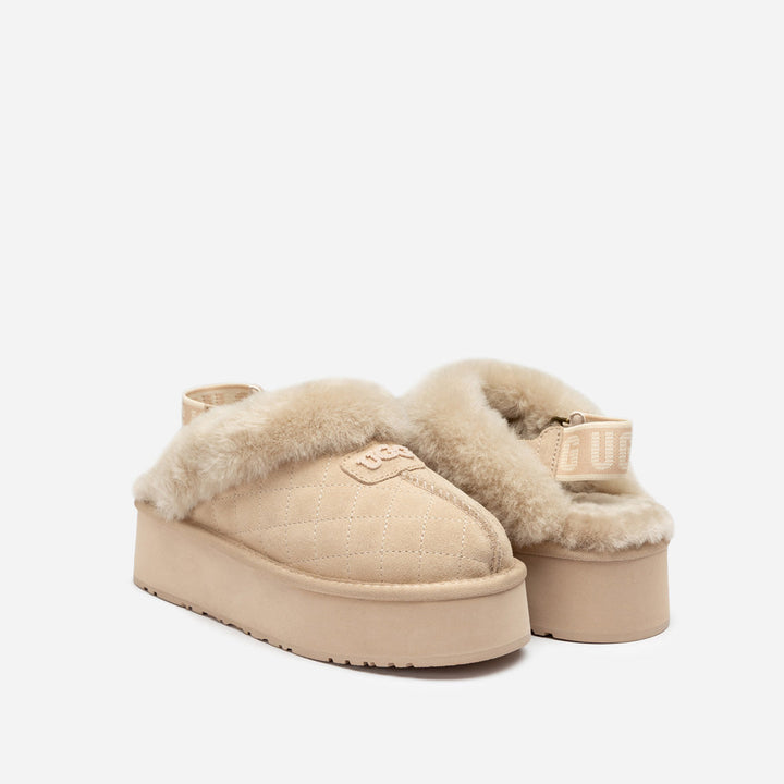 OZWEAR UGG Coquette Matelassé Logo Platform Slipper (Detachable Feature)