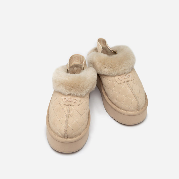 OZWEAR UGG Coquette Matelassé Logo Platform Slipper (Detachable Feature)
