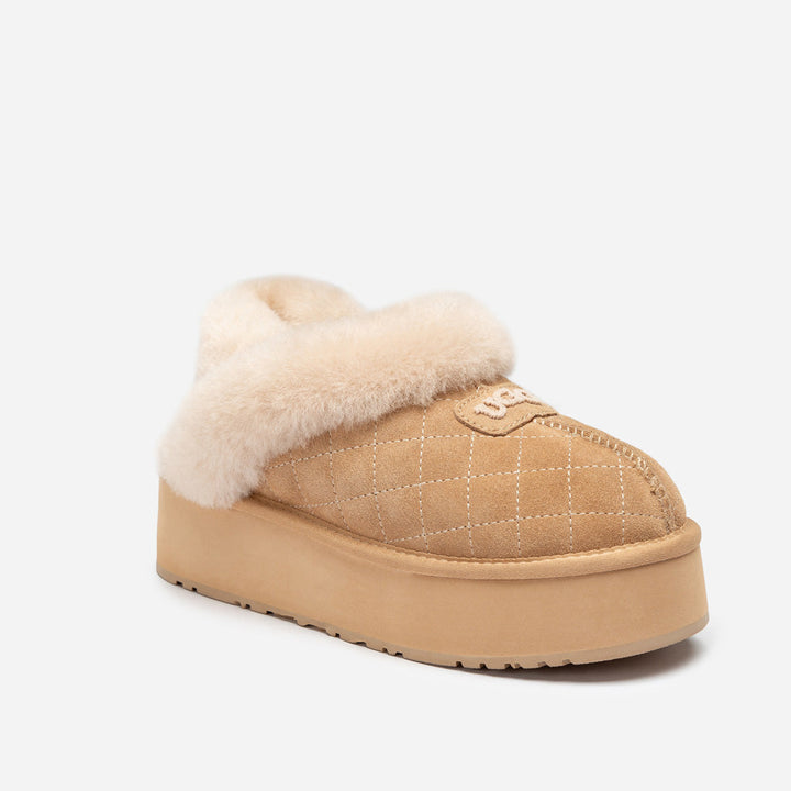 OZWEAR UGG Coquette Matelassé Logo Platform Slipper (Detachable Feature)