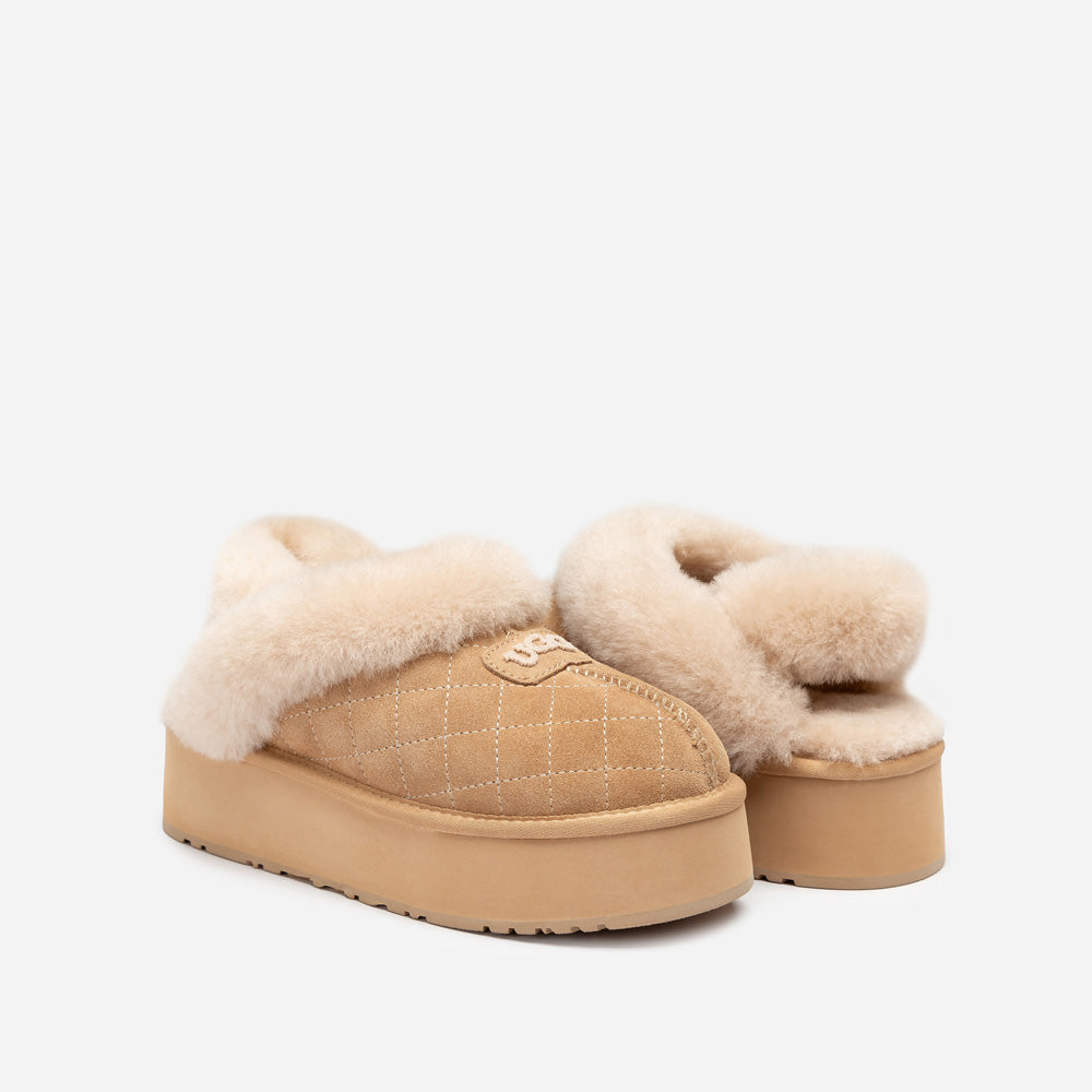OZWEAR UGG Coquette Matelassé Logo Platform Slipper (Detachable Feature)