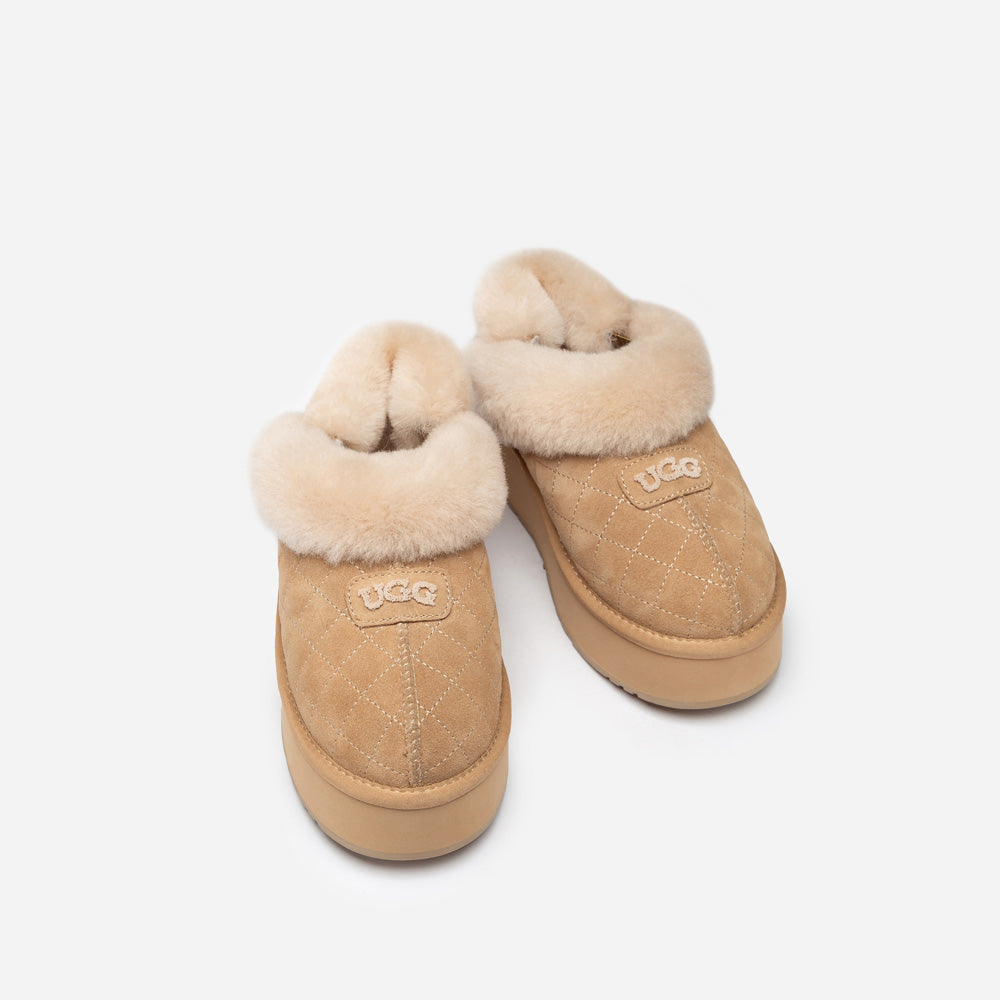 OZWEAR UGG Coquette Matelassé Logo Platform Slipper (Detachable Feature)