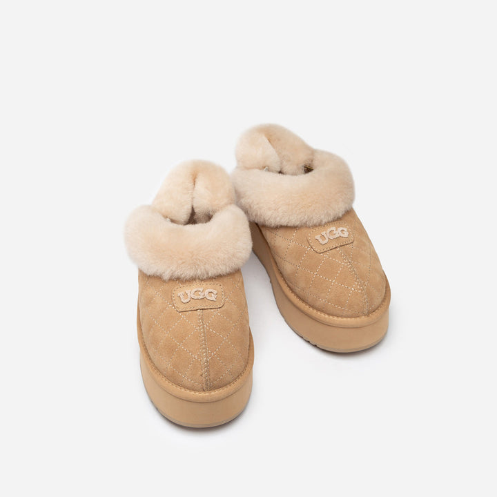OZWEAR UGG Coquette Matelassé Logo Platform Slipper (Detachable Feature)