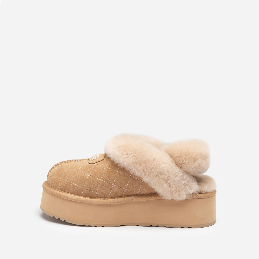 OZWEAR UGG Coquette Matelassé Logo Platform Slipper (Detachable Feature)