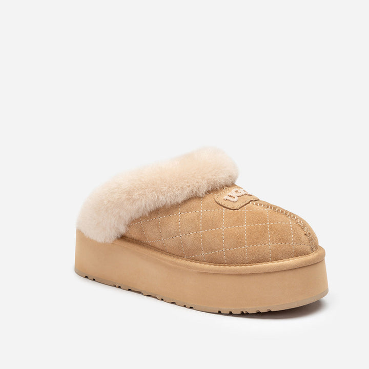 OZWEAR UGG Coquette Matelassé Logo Platform Slipper (Detachable Feature)