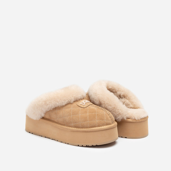 OZWEAR UGG Coquette Matelassé Logo Platform Slipper (Detachable Feature)