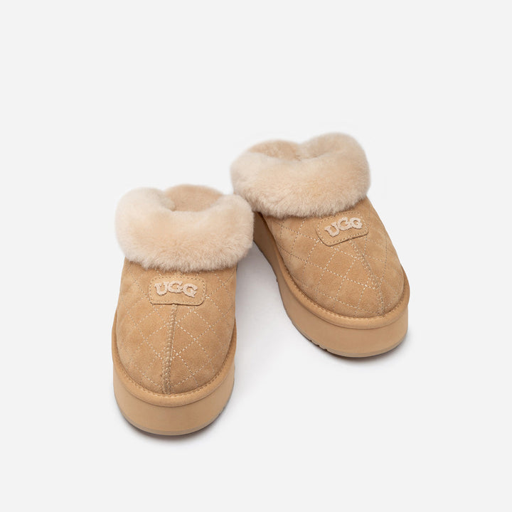 OZWEAR UGG Coquette Matelassé Logo Platform Slipper (Detachable Feature)