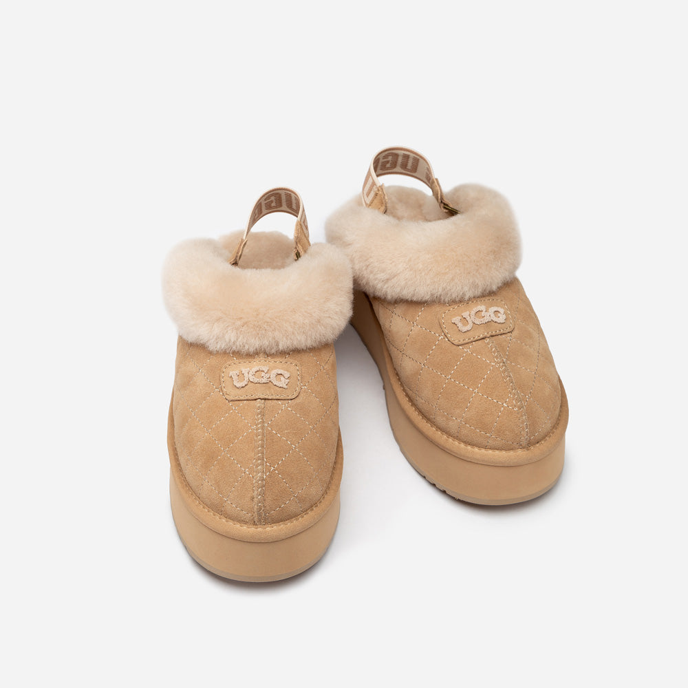 OZWEAR UGG Coquette Matelassé Logo Platform Slipper (Detachable Feature)