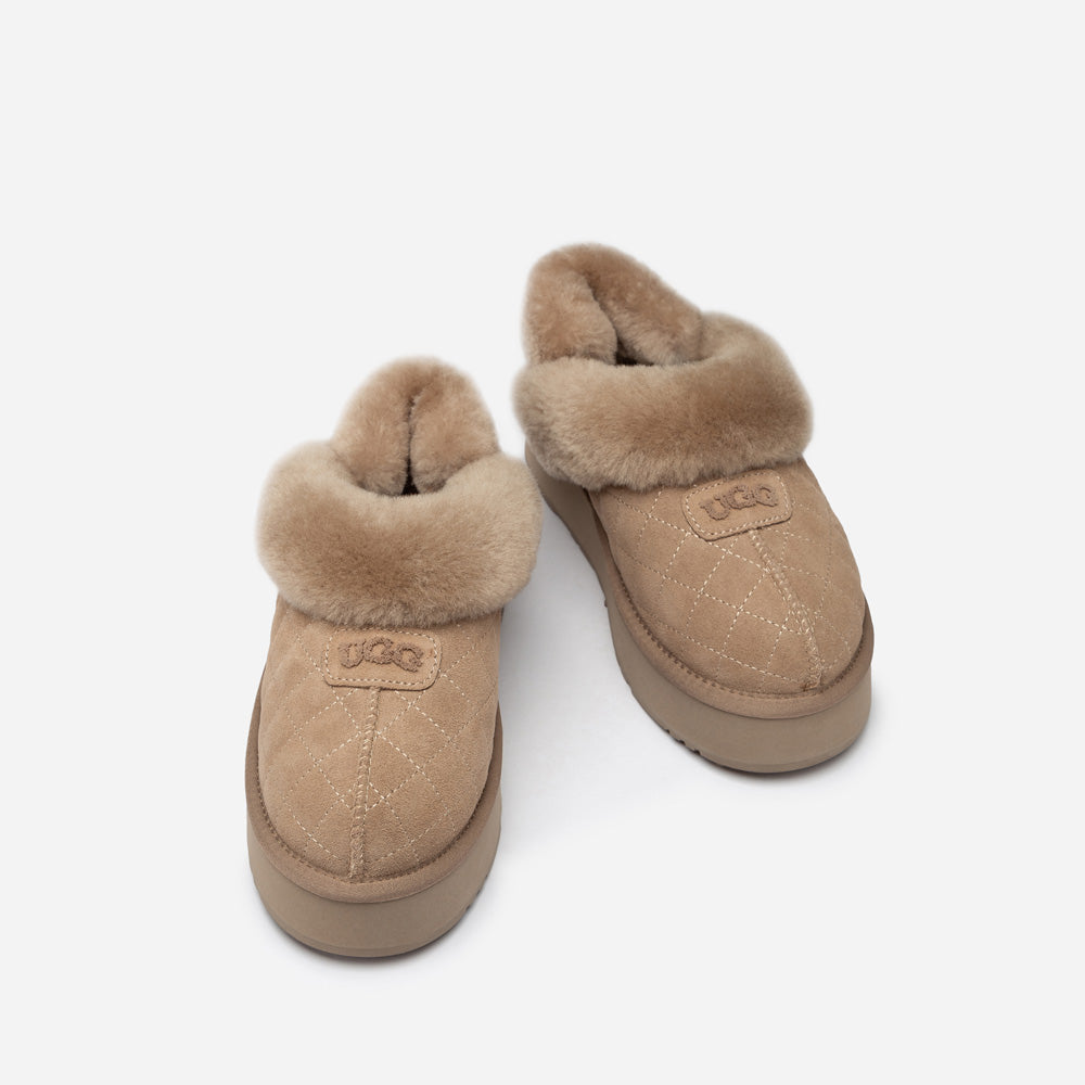 OZWEAR UGG Coquette Matelassé Logo Platform Slipper (Detachable Feature)