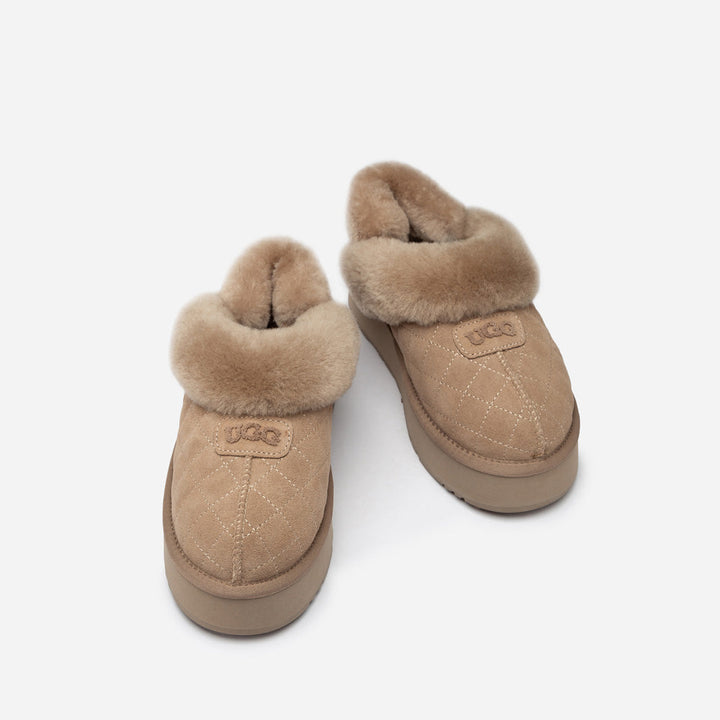 OZWEAR UGG Coquette Matelassé Logo Platform Slipper (Detachable Feature)