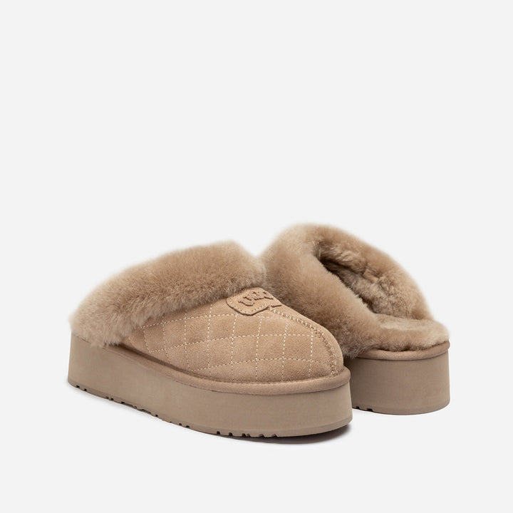 OZWEAR UGG Coquette Matelassé Logo Platform Slipper (Detachable Feature)