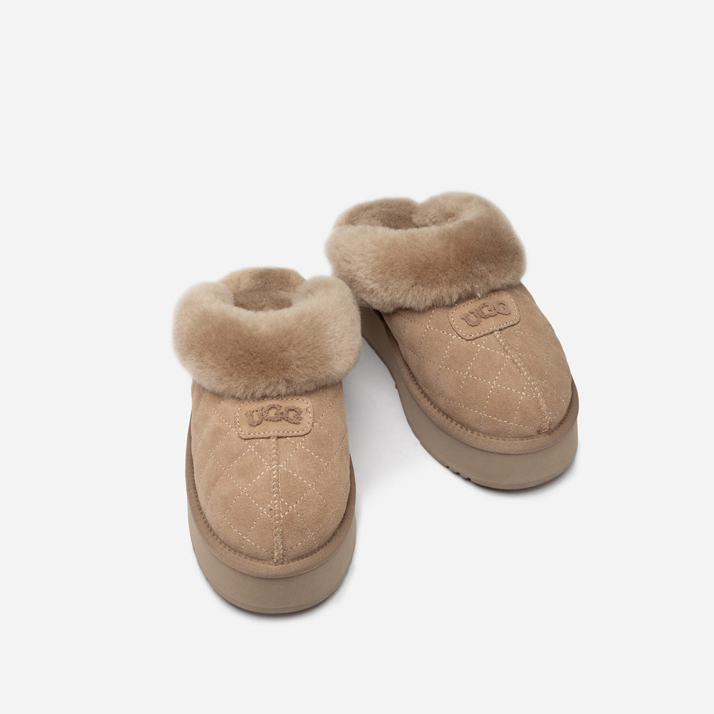 OZWEAR UGG Coquette Matelassé Logo Platform Slipper (Detachable Feature)