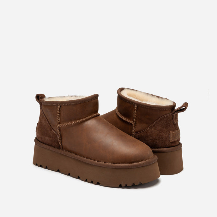 OZWEAR UGG Classic Platform Ultra Mini Boot (Oiled Leather) (4.5cm)