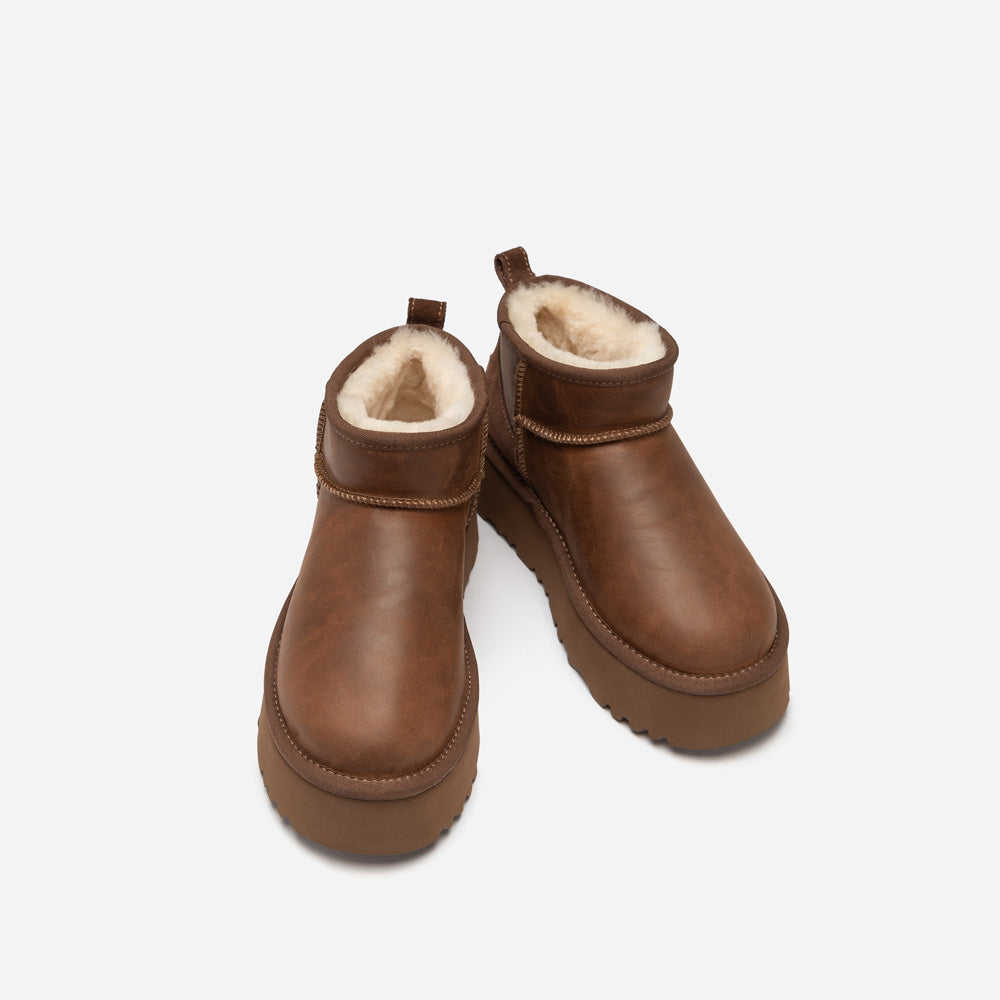OZWEAR UGG Classic Platform Ultra Mini Boot (Oiled Leather) (4.5cm)