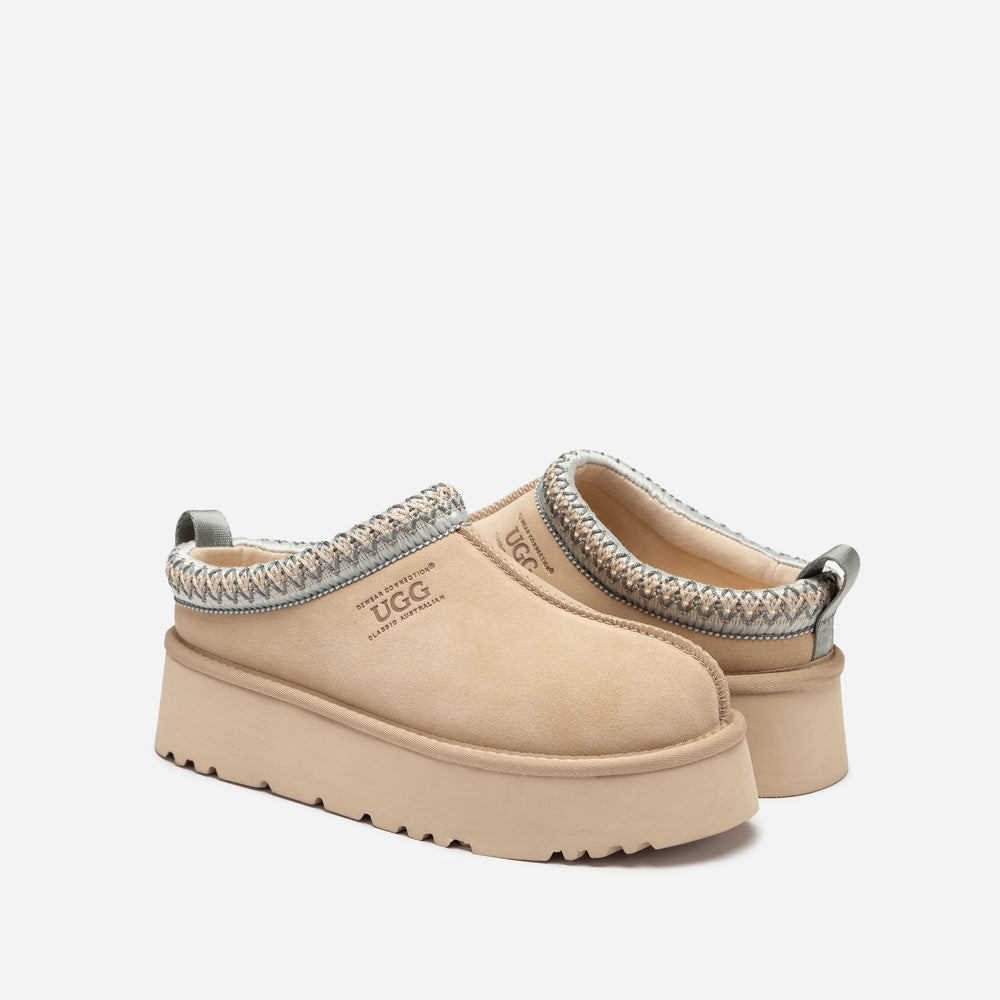 OZWEAR UGG Sydney Spring Platform Slipper (Water Resistant) (Detachable Wool Insole)