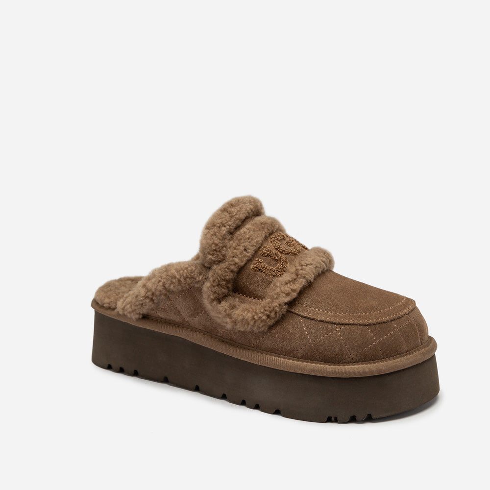 OZWEAR UGG  Violet Matelasse Shearling Platform Slipper