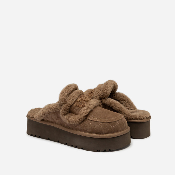 OZWEAR UGG  Violet Matelasse Shearling Platform Slipper