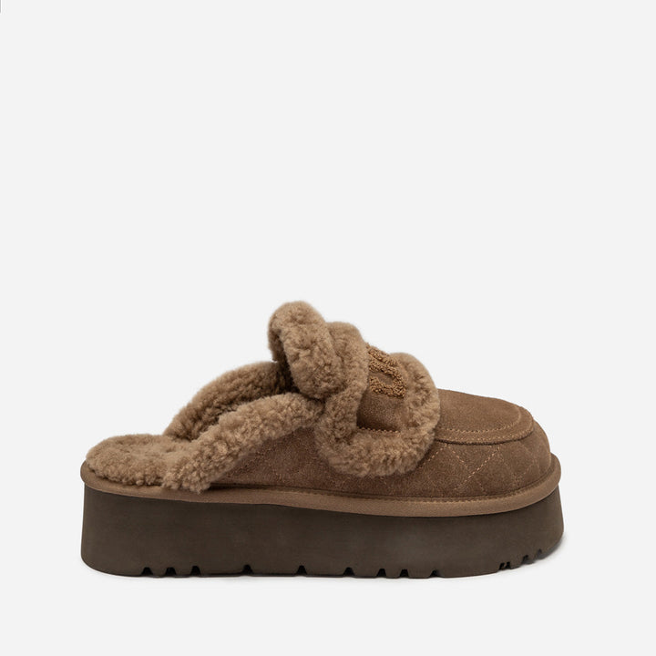OZWEAR UGG  Violet Matelasse Shearling Platform Slipper