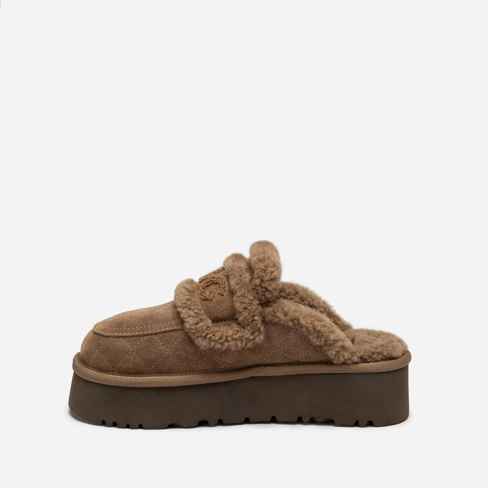 OZWEAR UGG  Violet Matelasse Shearling Platform Slipper