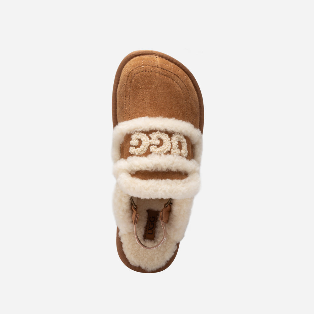 OZWEAR UGG Violet Matelassé Shearling Slipper (Elastic Logo, Detachable Feature)