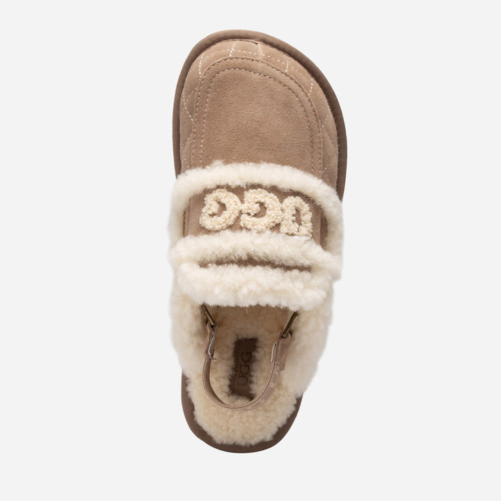 OZWEAR UGG Violet Matelassé Shearling Slipper (Elastic Logo, Detachable Feature)