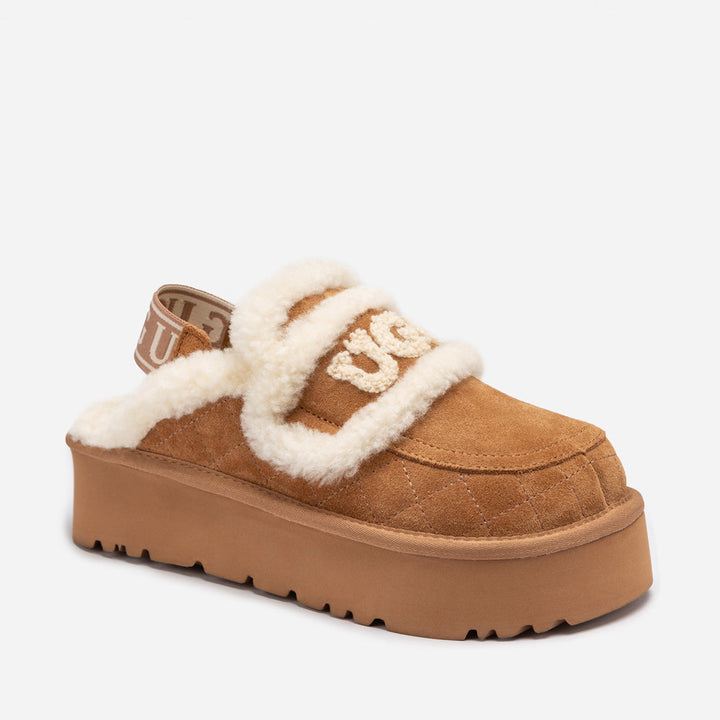 OZWEAR UGG Violet Matelassé Shearling Platform Slipper (Detachable Feature)