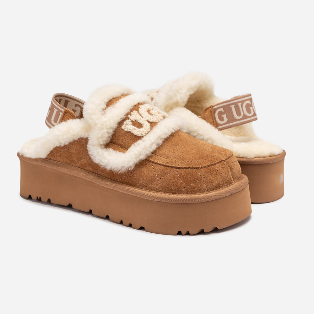 OZWEAR UGG Violet Matelassé Shearling Platform Slipper (Detachable Feature)