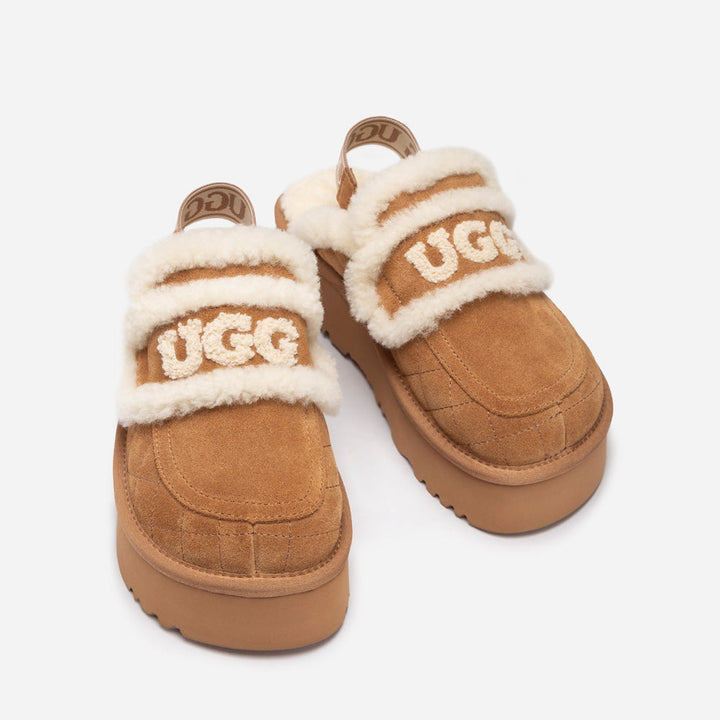 OZWEAR UGG Violet Matelassé Shearling Platform Slipper (Detachable Feature)