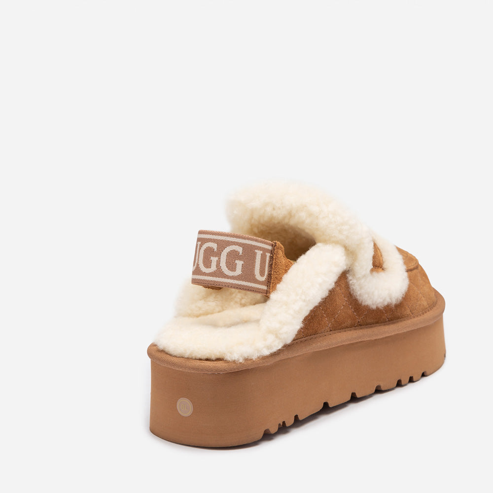 OZWEAR UGG Violet Matelassé Shearling Platform Slipper (Detachable Feature)
