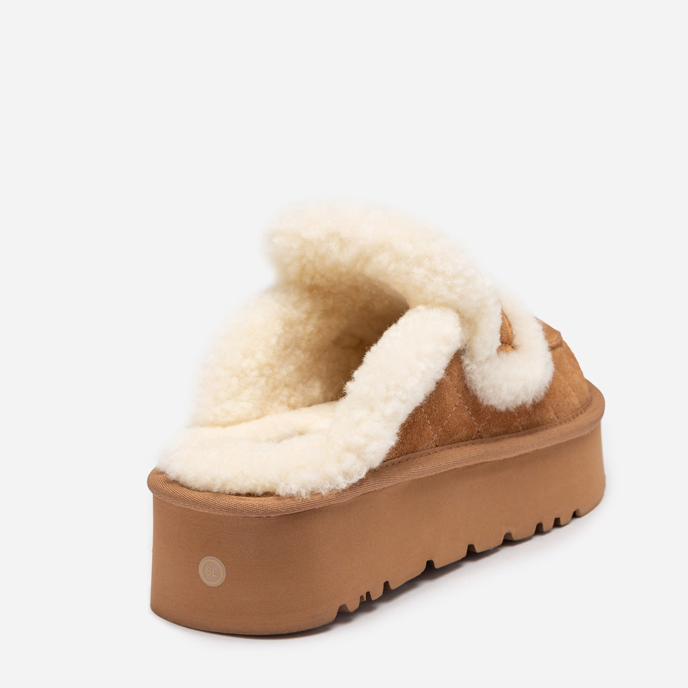 OZWEAR UGG Violet Matelassé Shearling Platform Slipper (Detachable Feature)