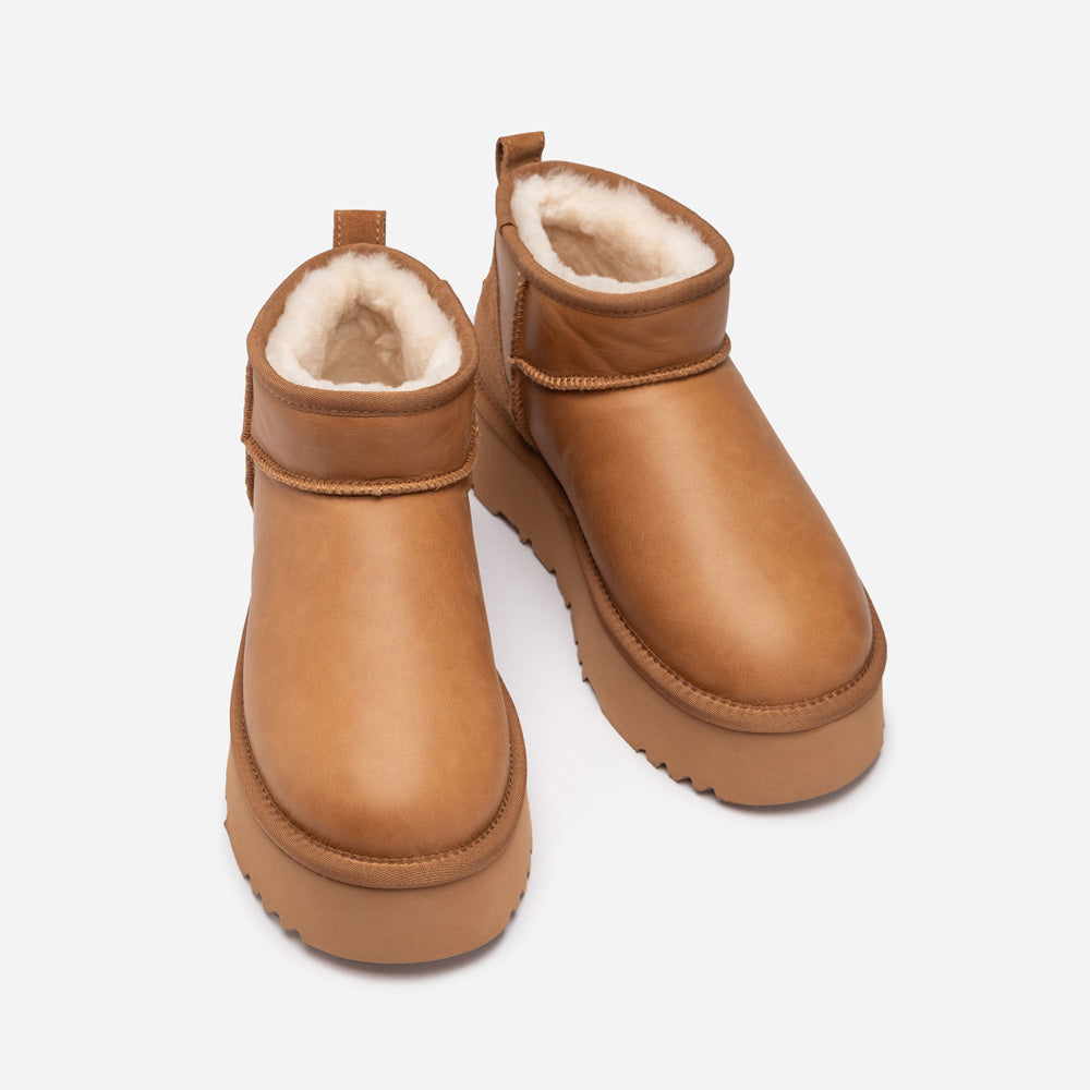 OZWEAR UGG Classic Platform Ultra Mini Boot (Oiled Leather) (4.5cm)