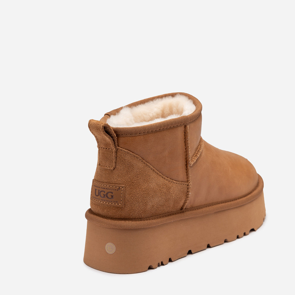 OZWEAR UGG Classic Platform Ultra Mini Boot (Oiled Leather) (4.5cm)