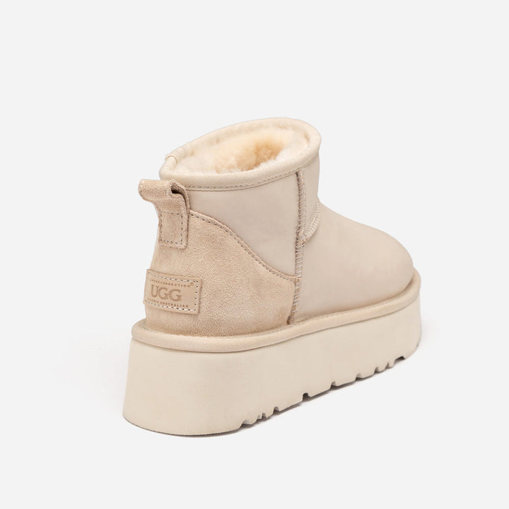 OZWEAR UGG Classic Platform Ultra Mini Boot (Oiled Leather) (4.5cm)
