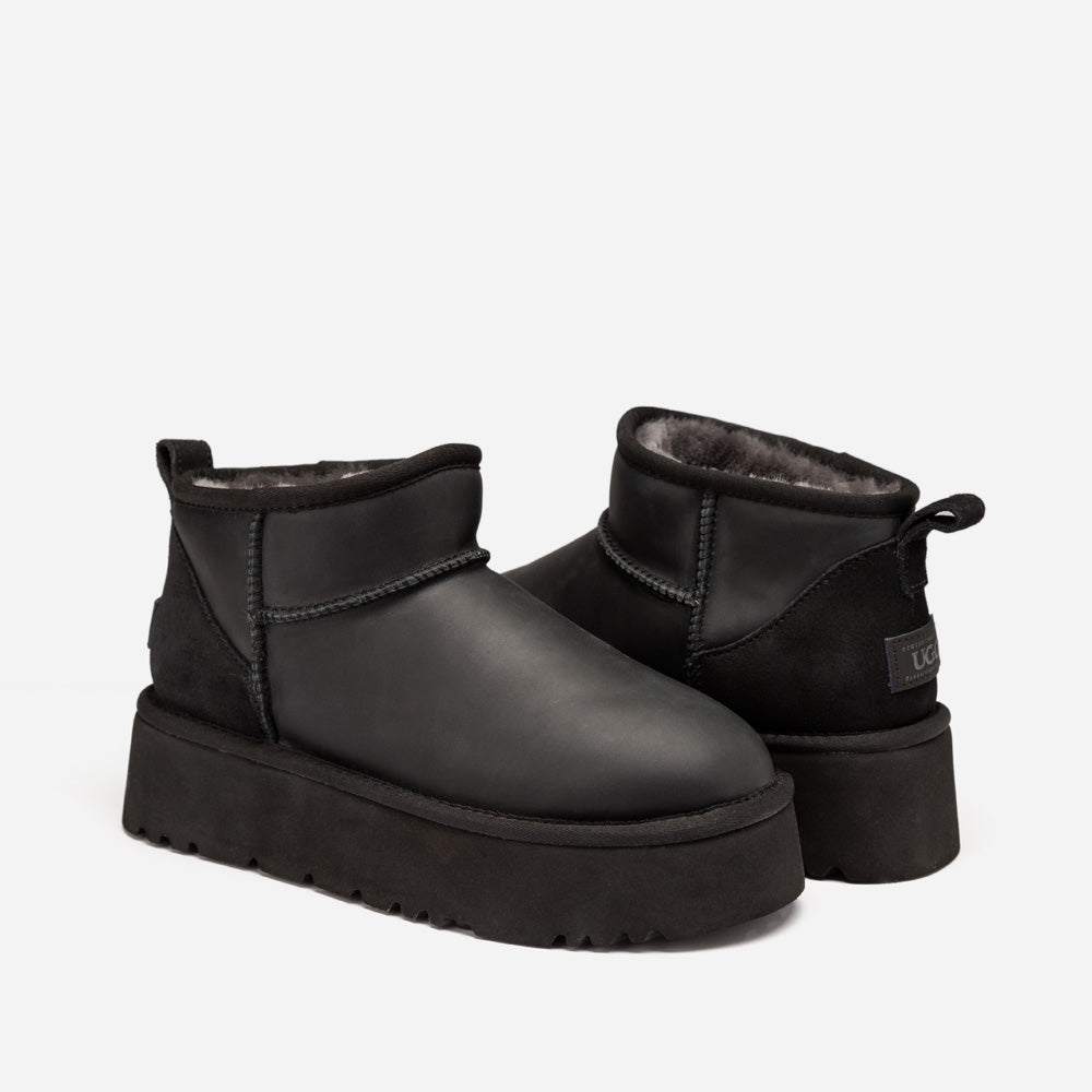 OZWEAR UGG Classic Platform Ultra Mini Boot (Oiled Leather) (4.5cm)