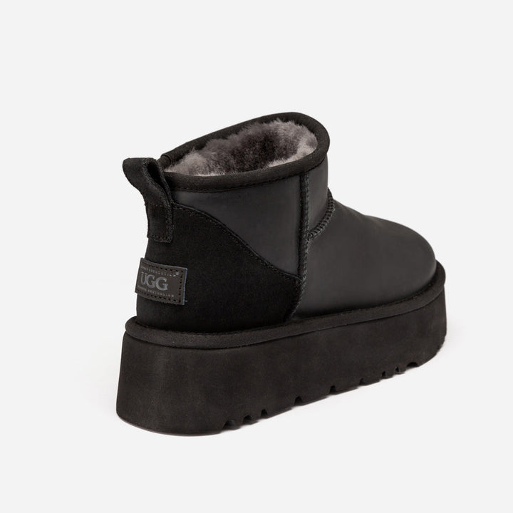 OZWEAR UGG Classic Platform Ultra Mini Boot (Oiled Leather) (4.5cm)