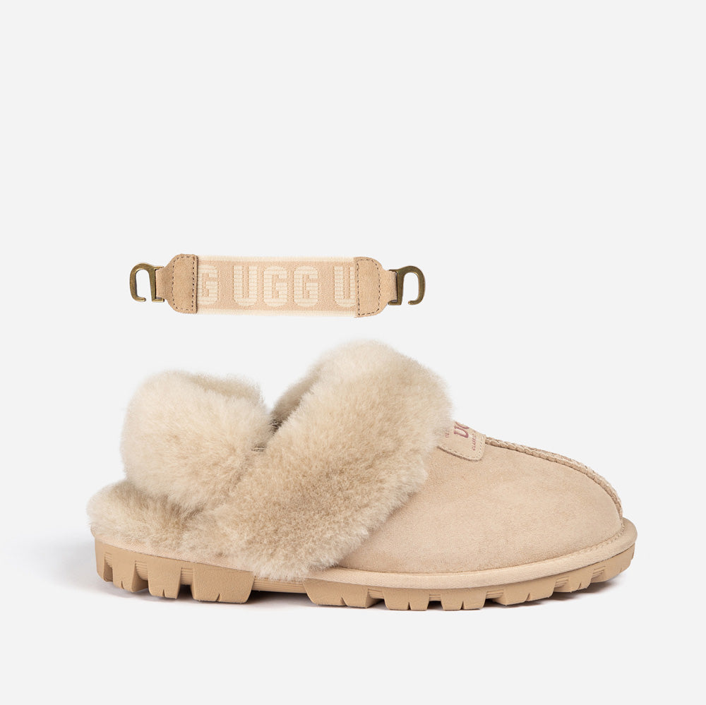 OZWEAR UGG Coquette Slipper (Elastic Logo & Wool Strap) (Detachable Feature)