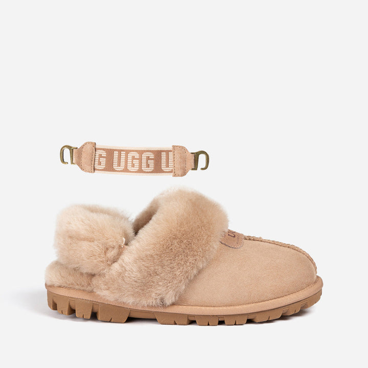 OZWEAR UGG Coquette Slipper (Elastic Logo & Wool Strap) (Detachable Feature)