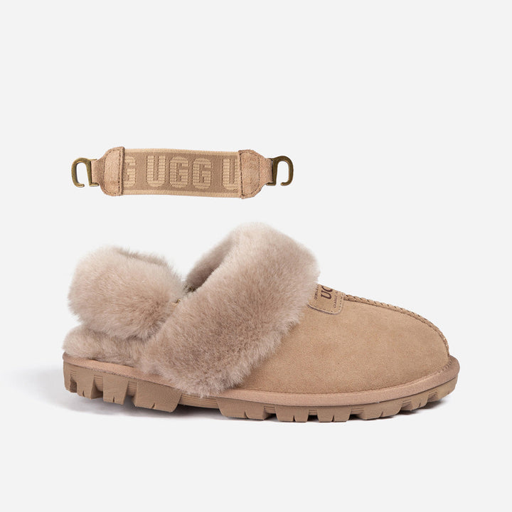 OZWEAR UGG Coquette Slipper (Elastic Logo & Wool Strap) (Detachable Feature)