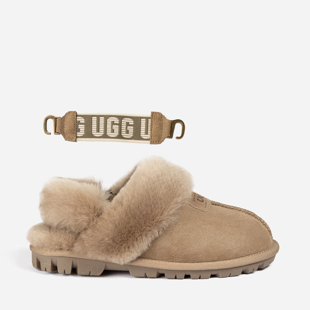 OZWEAR UGG Coquette Slipper (Elastic Logo & Wool Strap) (Detachable Feature)