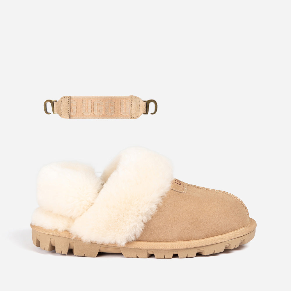 OZWEAR UGG Coquette Slipper (Elastic Logo & Wool Strap) (Detachable Feature)