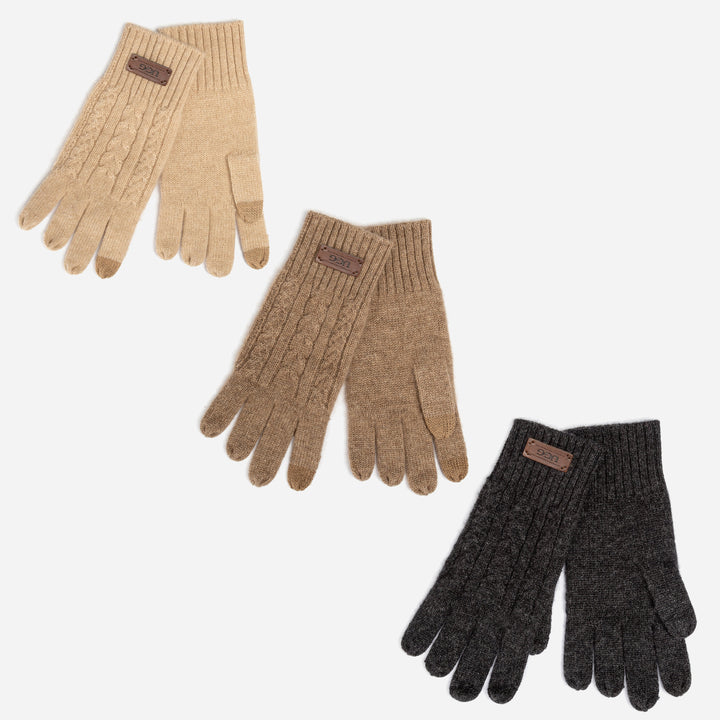 OZWEAR UGG Cable Knit Pure Cashmere Touch Screen Gloves
